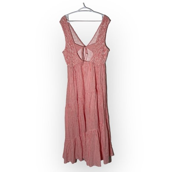 New Free People Juno Sleeveless Smocked Tiered Maxi Dress In Guava Size medium - Picture 4 of 10